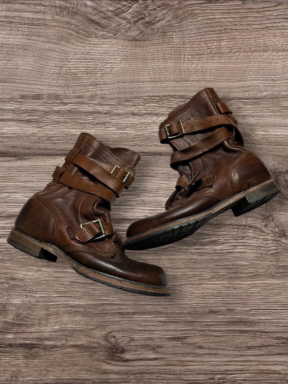 Walkover Vintage Collection Brown Leather Multi-Strap Buckle Ankle Boots Mens 8